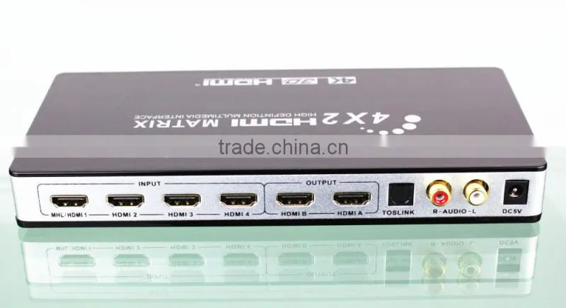 hdmi matrix 4 input 2 output with optical rca audio