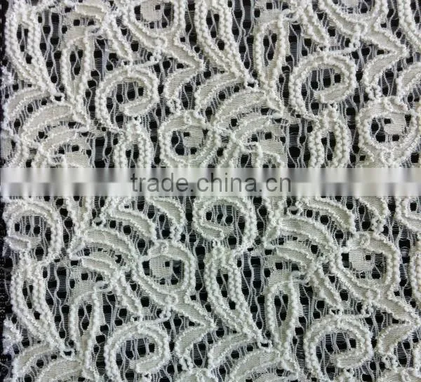 Elastic Nylon cotton heavy lace fabric 1439