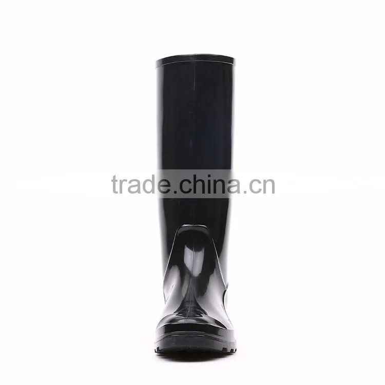 2016 Simple style cheap black pvc rain boots without steel toe, cheap plastic pvc rain boots