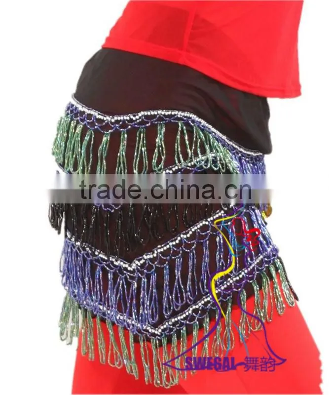 SWEGAL tassels belly dance hip scarf,professional egyptian belly dance scarf SGBDJ13035