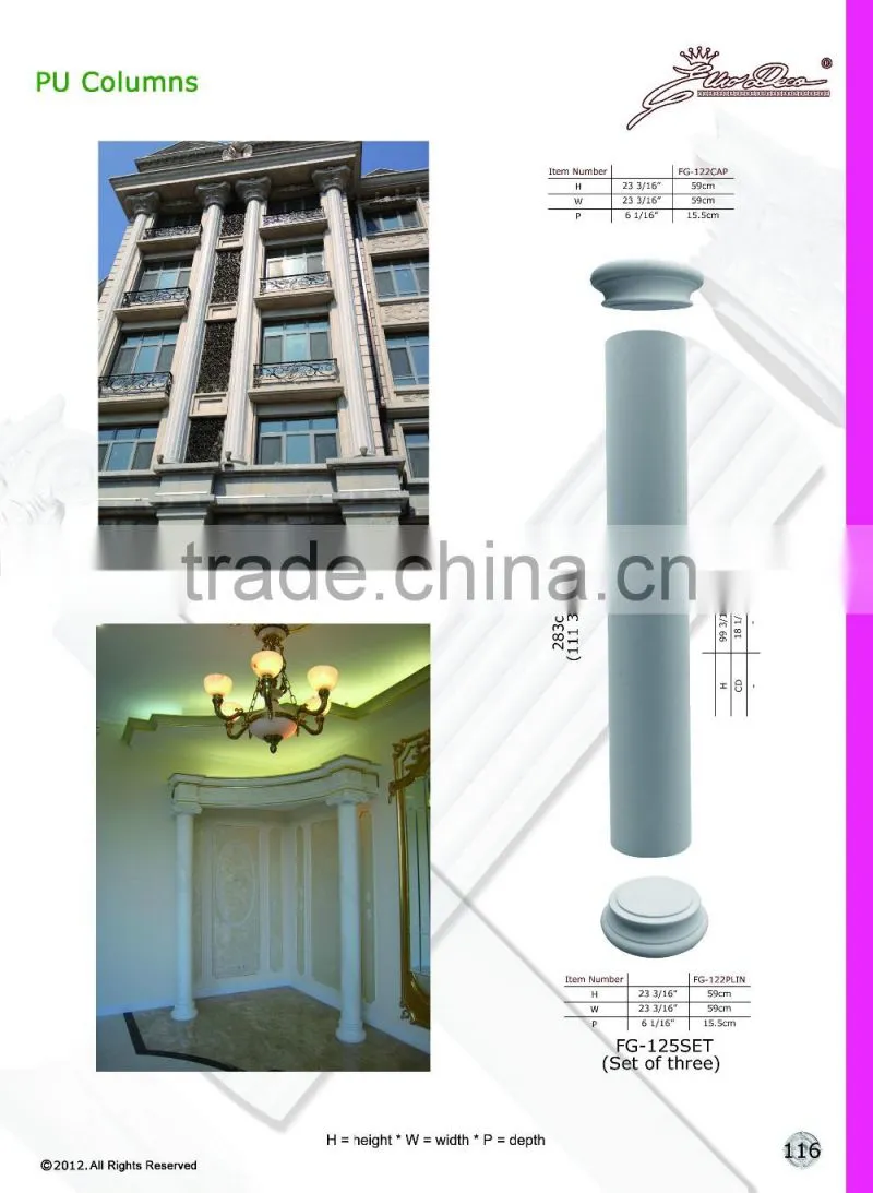 2016 High Quality Good price beautiful polystyrene decorative polyurethane roman column