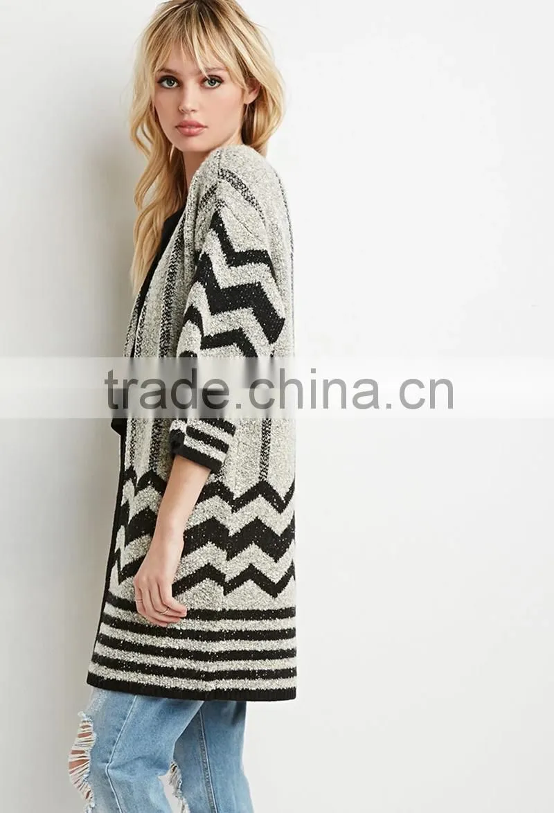 Patterned longline cardigan