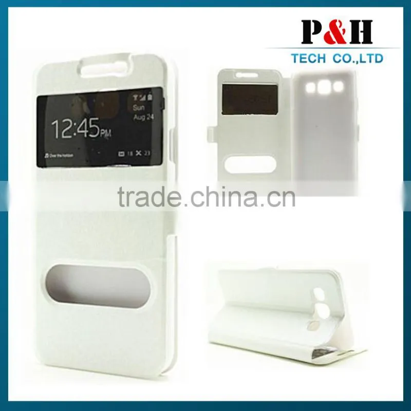 Flip Leather Cover Case For Samsung Galaxy E7 With Caller Id Display Window