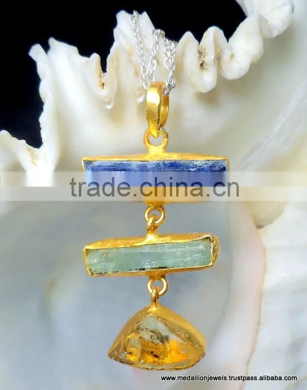 Labradorite Long Oval Druzy Rough Gemstone Pendant, 925 Solid Sterling Silver Pendant, Designer Raw Bezel Pendant