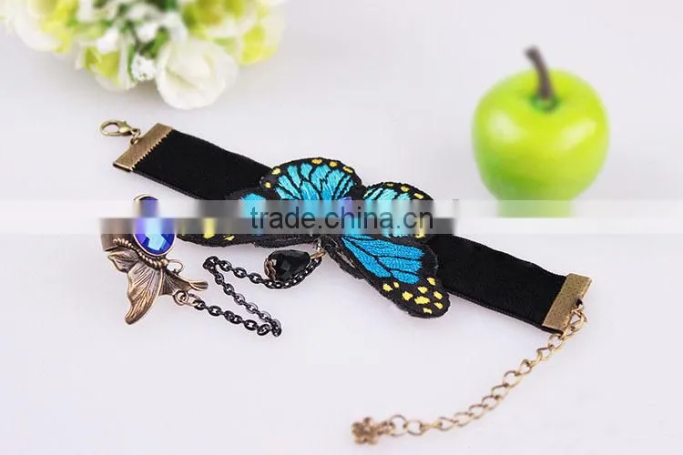 low moq crystal butterfly bracelet, gothic hand ring bracelet
