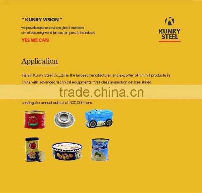 High Quality 0.25mm tinplate with golden lacquer for food cans