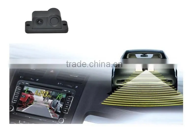 Integrated car rear view camera with visible parking sensor with waterproof car camera