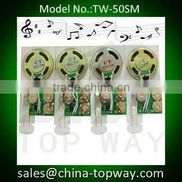 Pull tab activated music card modules