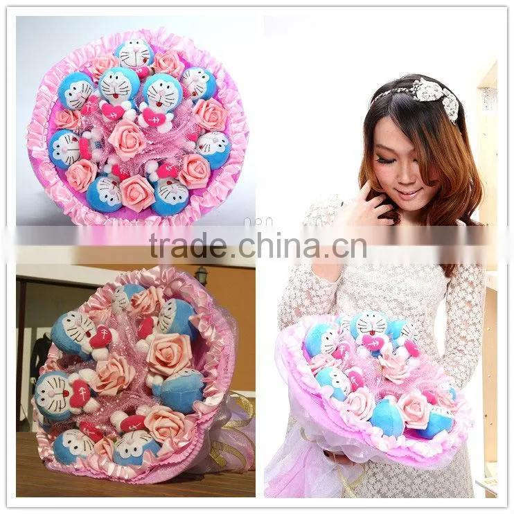 lovely Doraemon plush bouquet gift for her