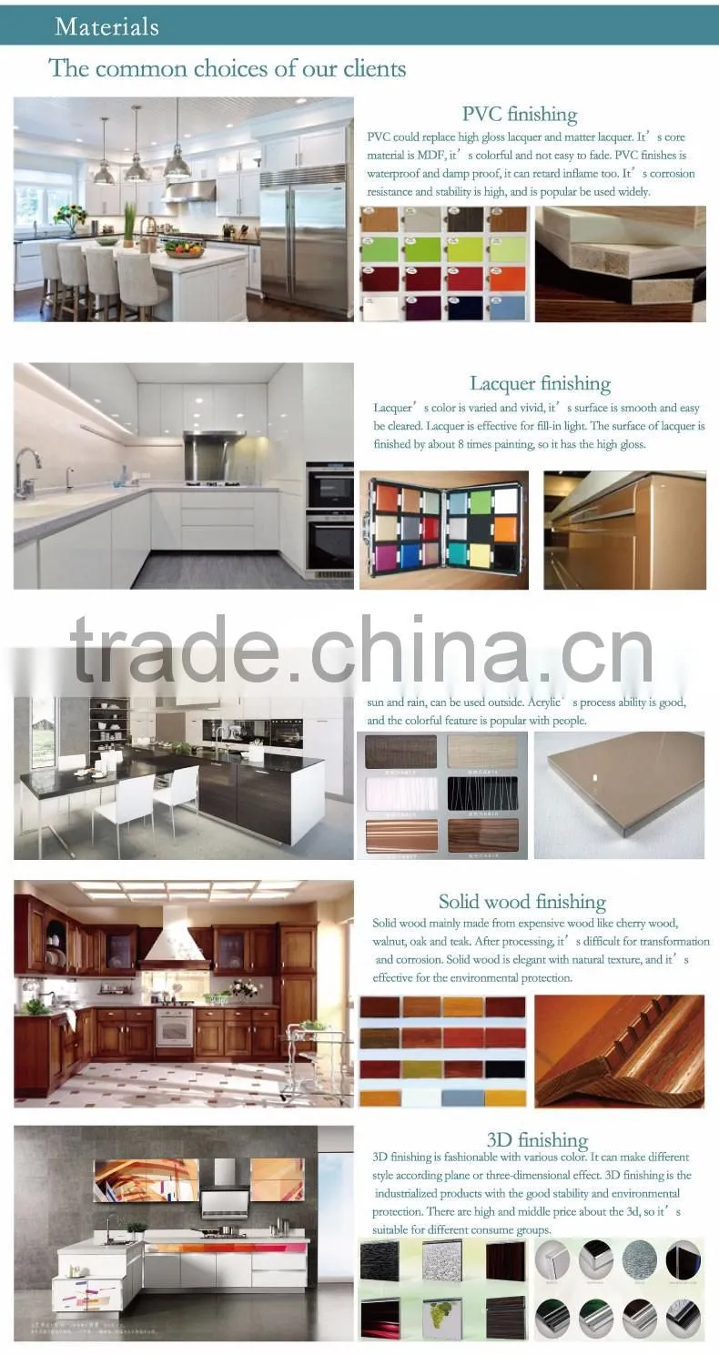 2015 European style Luxury solid wood simple designs accessories kitchen cabinet