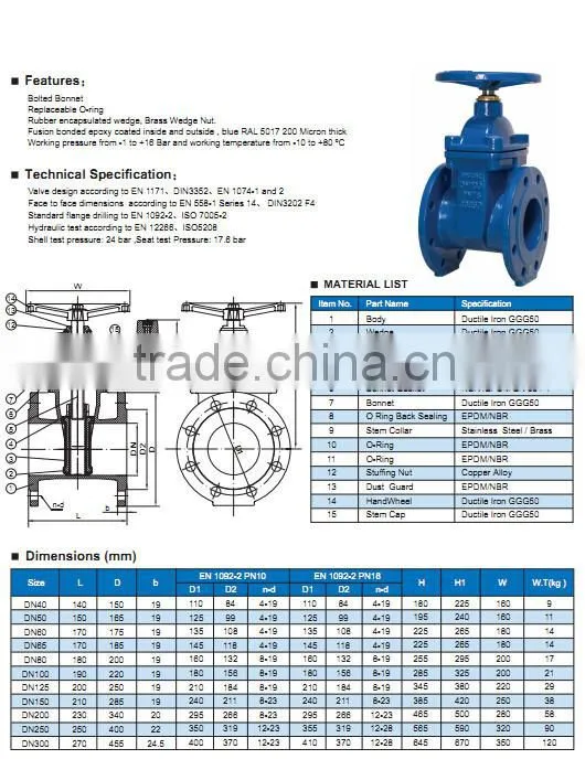 ductile iron soft seated gate valves