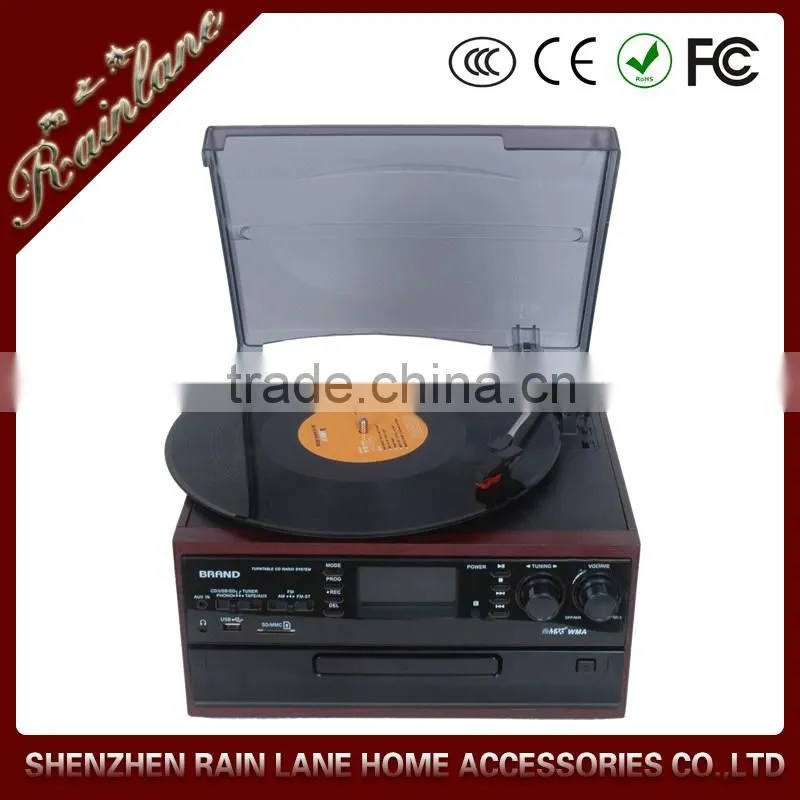 super size LCD display hot sale multiple retro Lp turntable and record player with usb encoding cassette