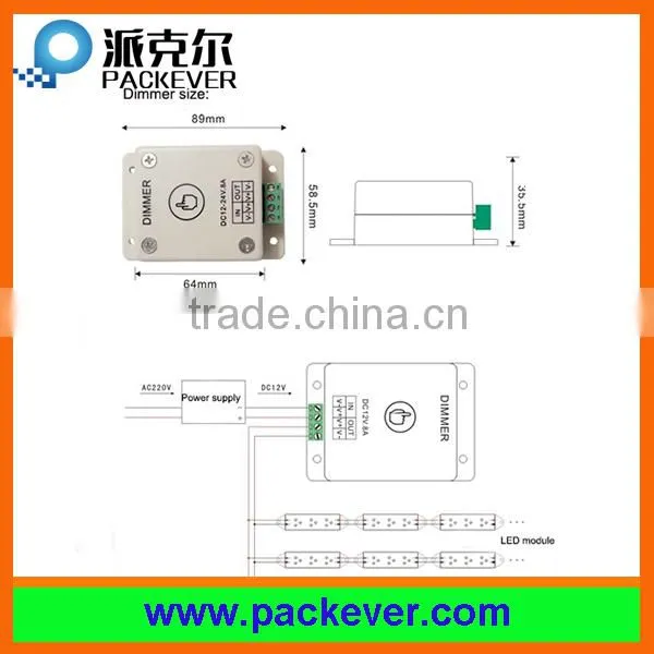 Hot sale 8A 12-24V wall mounted ON/OFF LED light touch dimmer
