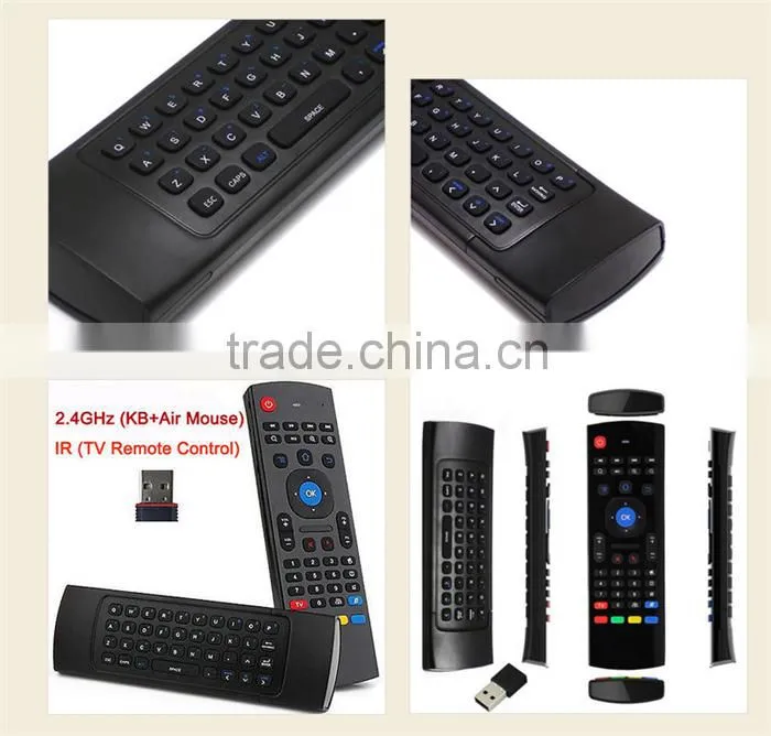 2.4GHz Wireless Qwerty Fly Air Mouse Keyboard mx3 airmouse Remote for Android TV Box MX3
