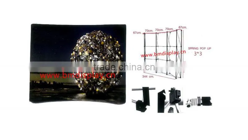 trade show spring pop up display screen, pop up wall backdrop stand