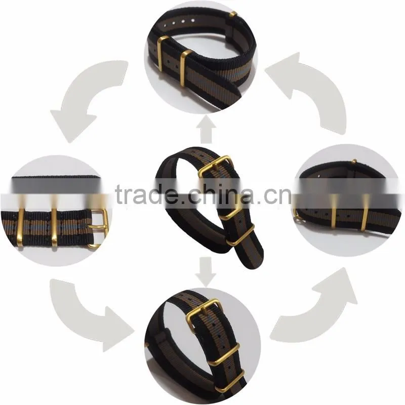 PVD Gold Hardware G10 Nato Watch Straps 22mm