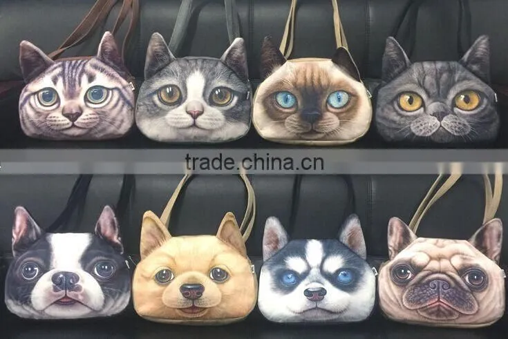 Aimigou cute cat dog face purse/cat face handbags /cat face pillows wholesale