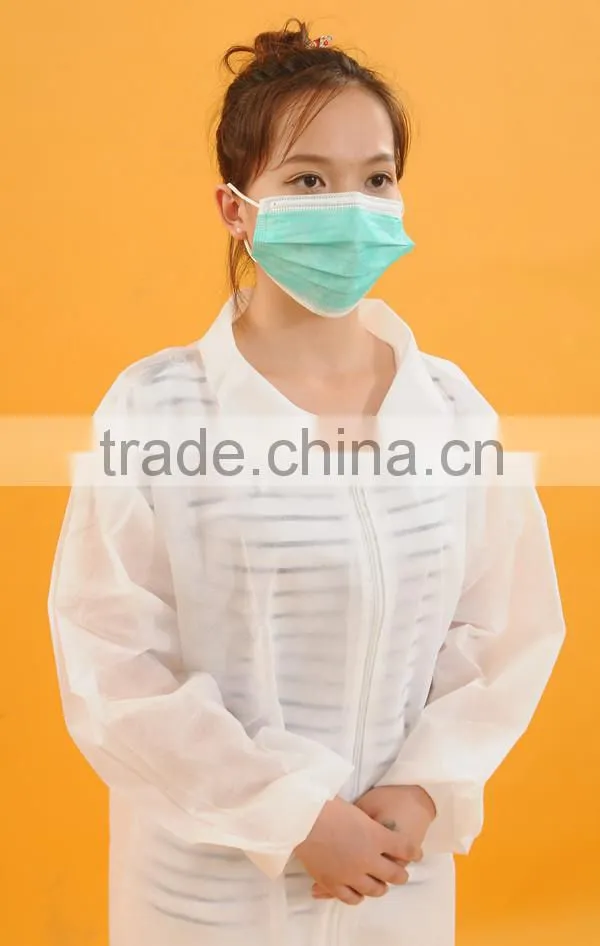PP whte with zipper doctors lab coat with embroidery
