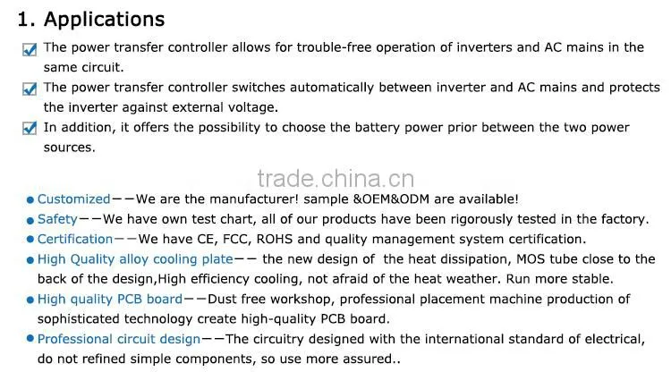 High Efficiency 3500w Automatic Dual Transfer controller Power Switch