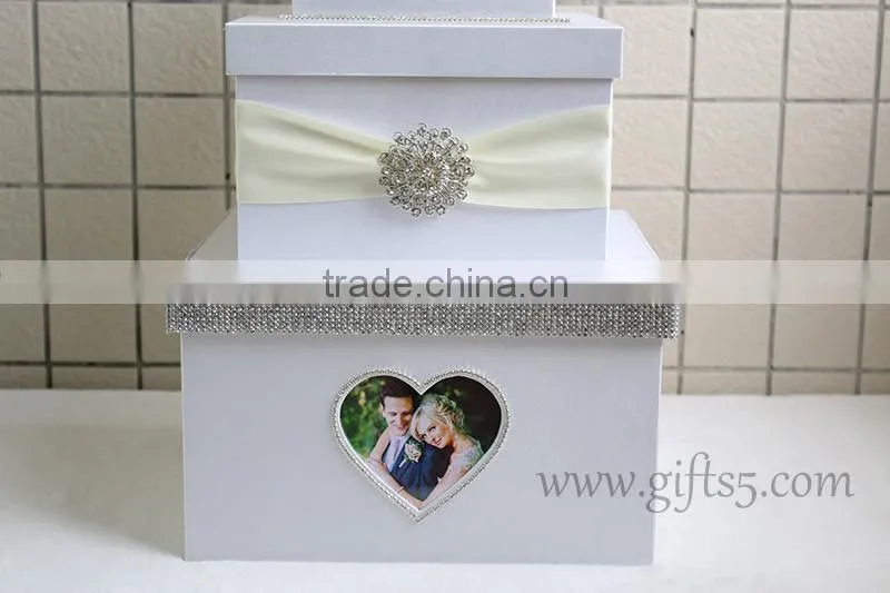 Luxury handmade card boxes for weddings with photo frame