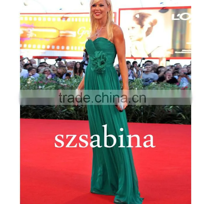 Ce1006 New Wholesale Custom Made Simple Long Strapless Jade Chiffon Floor Length Evening Dress Celebrity Dresses
