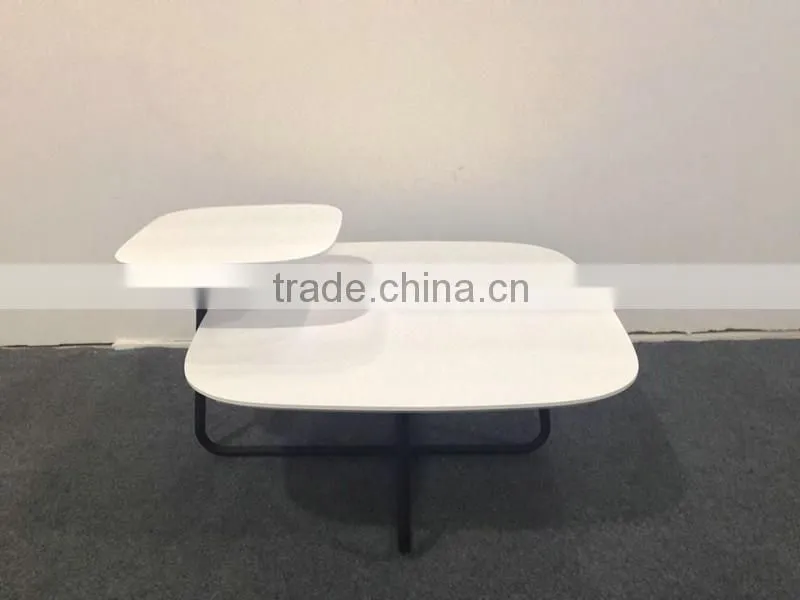 New arrival two layer square matt white painting side coffee table