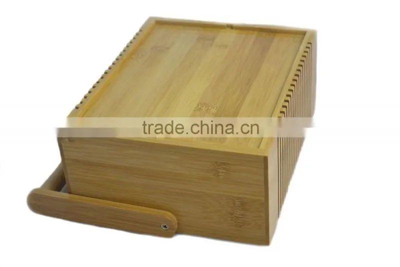 Home & Kitchen 4-compartment Bamboo Cutlery Box with Handle