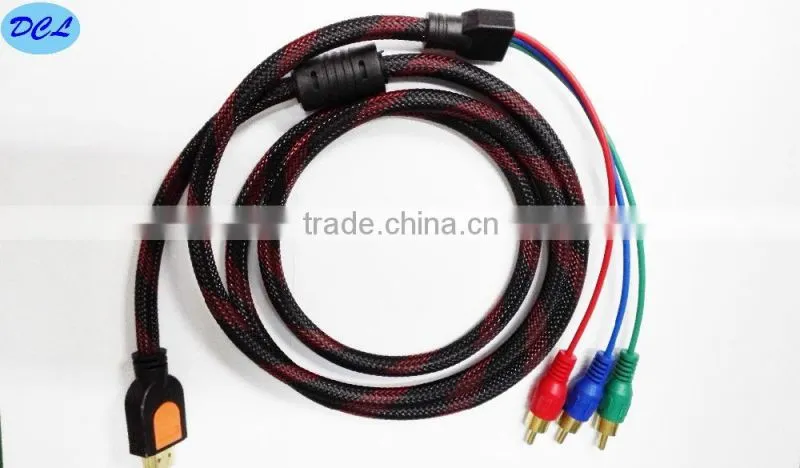 2M HDMI to 3RCA cable with nylon net