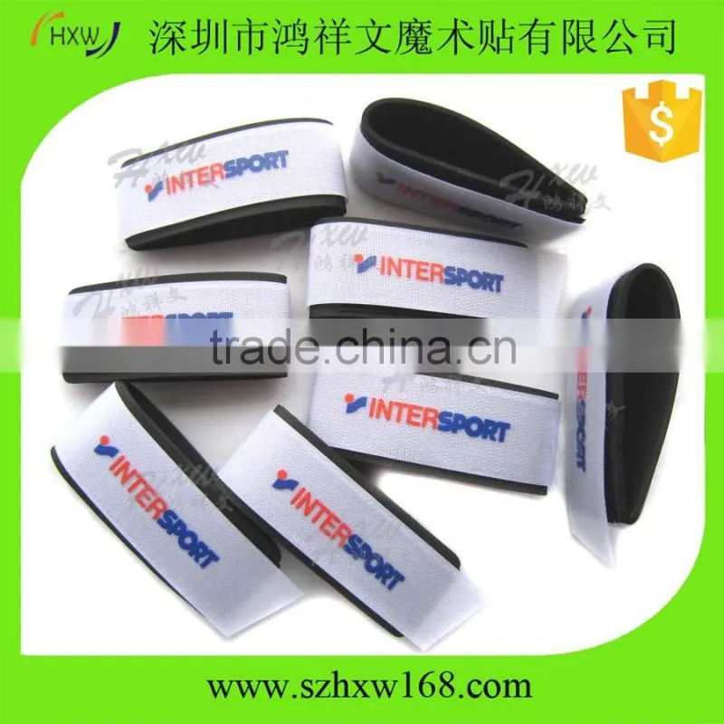 Rubber ski strap/Logo printed ski ties with pull tab