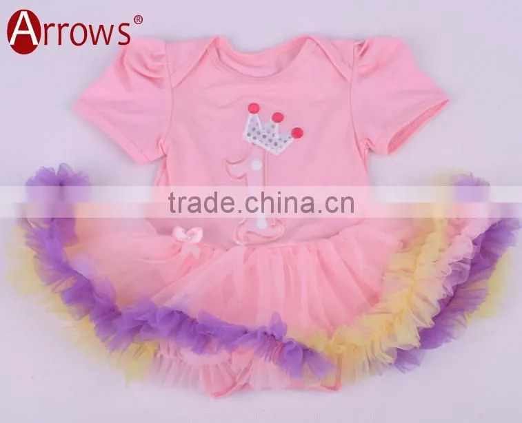 Factory Wholesale Christmas Presents Pink and Blue Tutu Christmas Pettiskirt Baby Kids Crown Pattern
