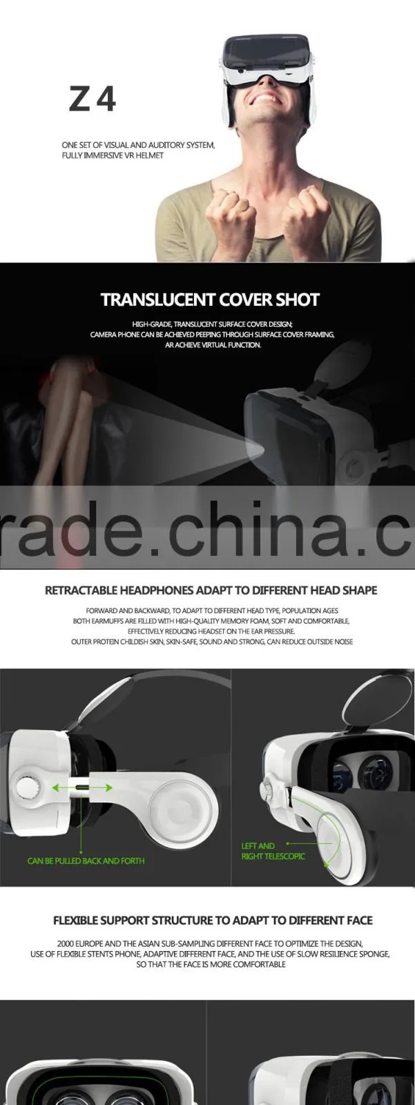 Best selling Smartphone vr Headset Virtual Reality Glasses VR box z4