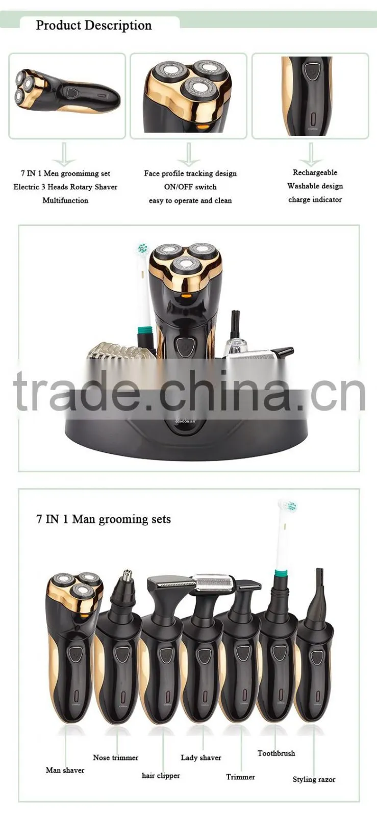 professional 7 in 1 hair clipper shaver washable shaver home use