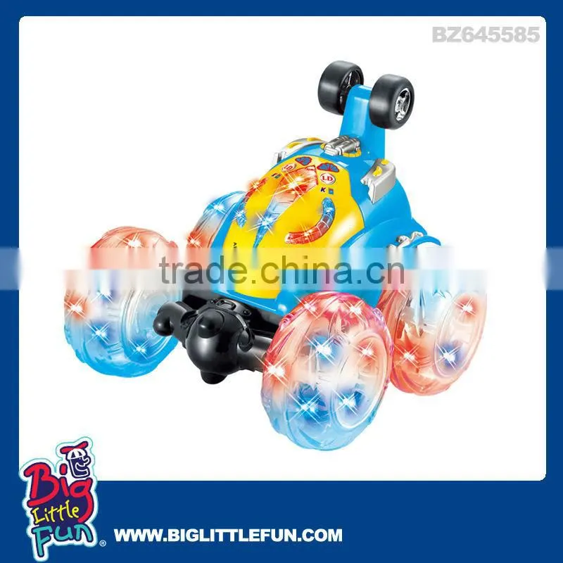 Flip stunt car remote control toy with flashing light
