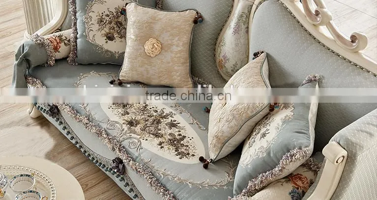 Solid wood living room furniture vase and flowers carving design fabrice sofa set