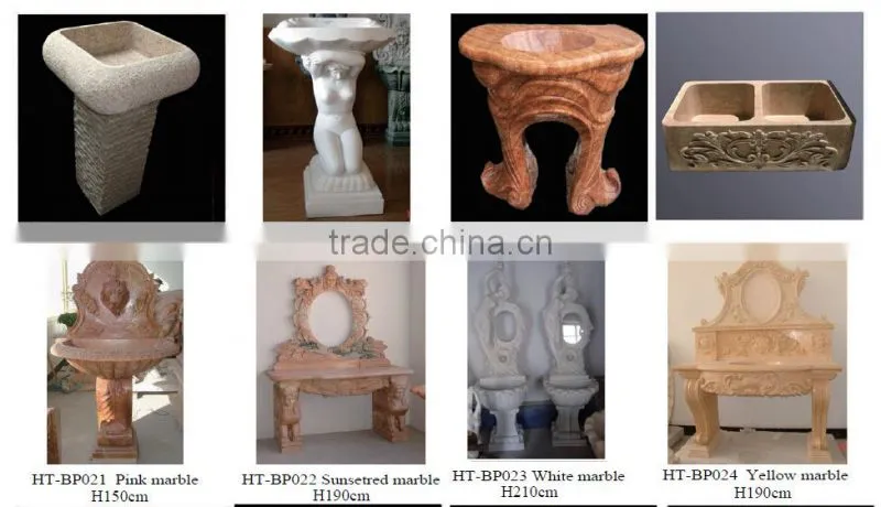 Flower Carved Natural Stone Wash Basin