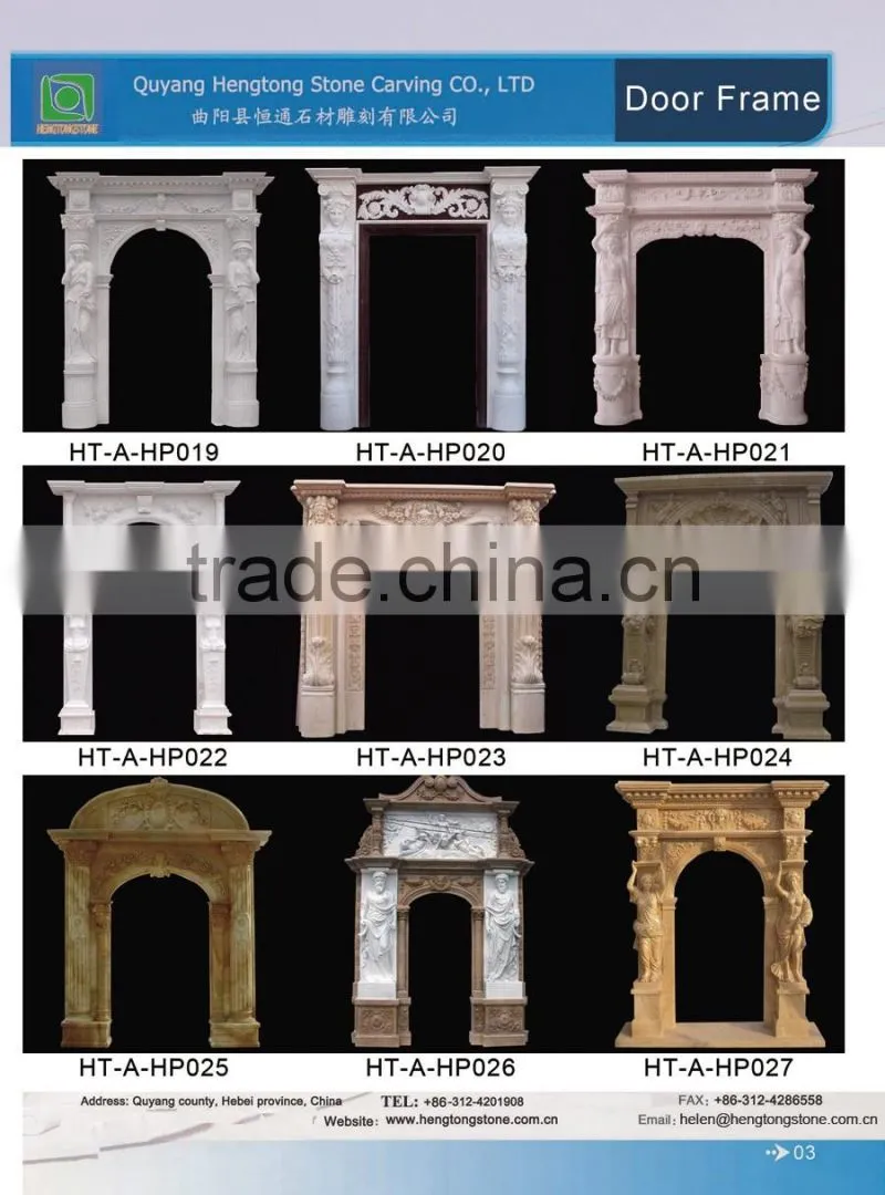 Yellow travertine stone arch marble door frame