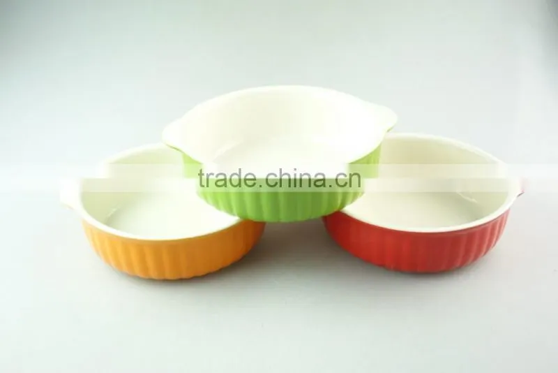 glazed ceramic bake plate with handles, durable ceramic bakeware