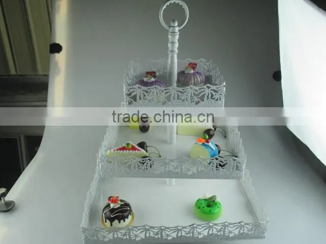 Cinderella Carriage Cake Stand 3 Tiers Lace Design Cake Stand in Metal