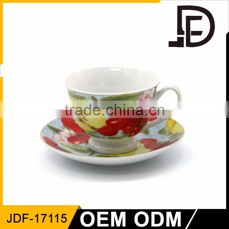 2017 NEW OEM Certificated ceramic cup and saucer,customized high quality tea set, factory direct coffee set