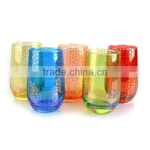 colorful beautiful tumbler glass stemless glass fairy drinking glass