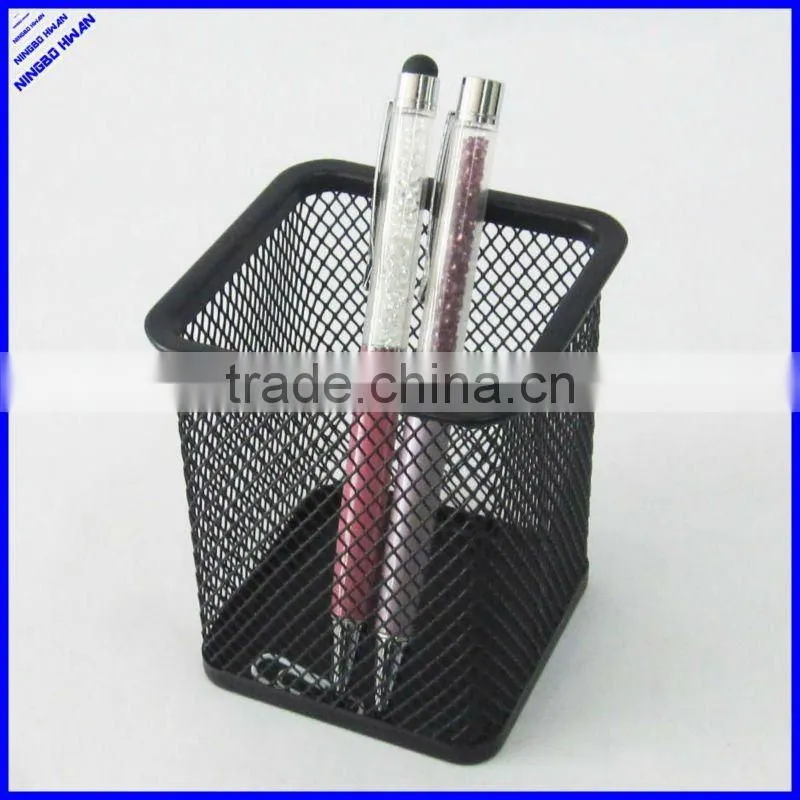 Quality round black metal mesh paper clip holder