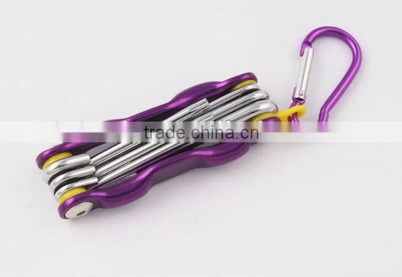 2014 new Stock pocket mini multi aluminium oxide promotion bike keychain tools 602-6
