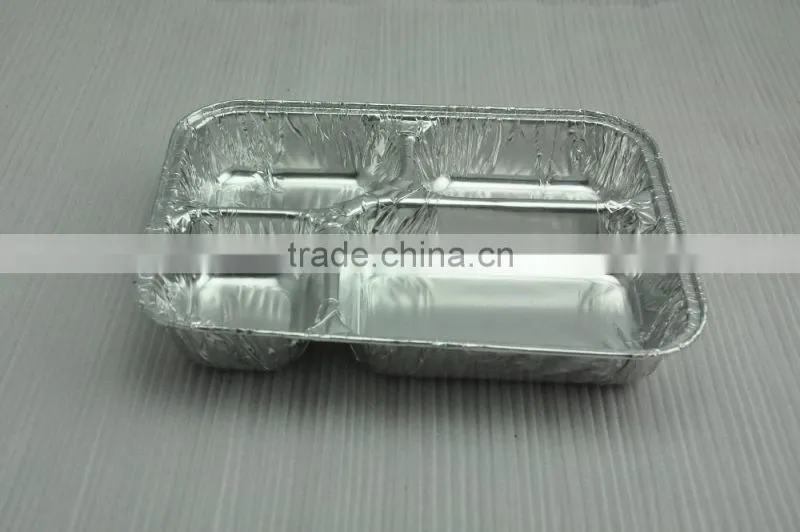 Oven and microwave safe flight meal aluminum tray with compartments