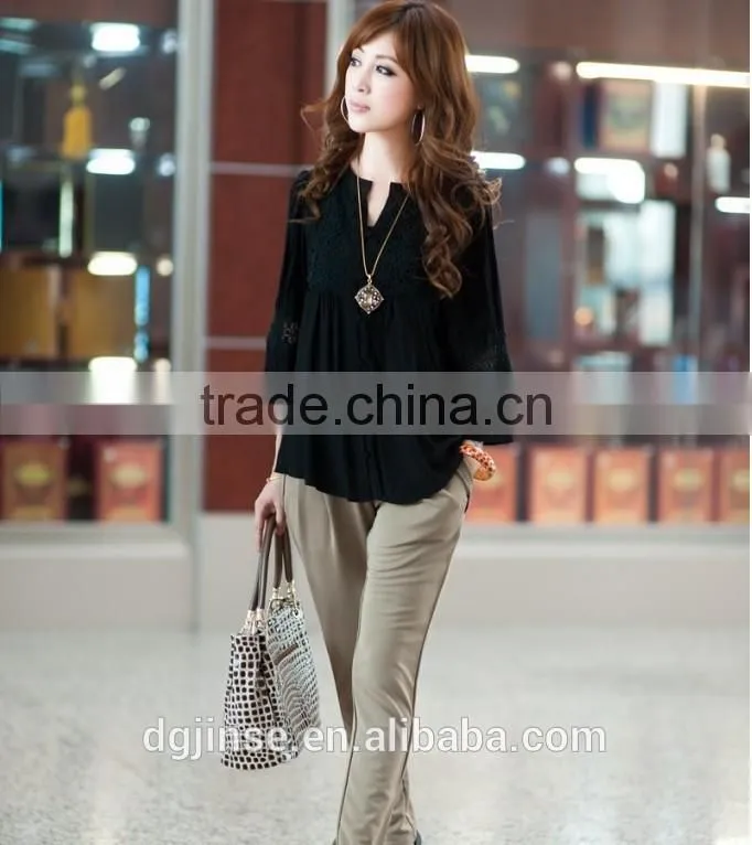 2015 Plus size women clothing ladies slim 6XL floral lace blouse palace Three Quarter sleeve cardigan shirt