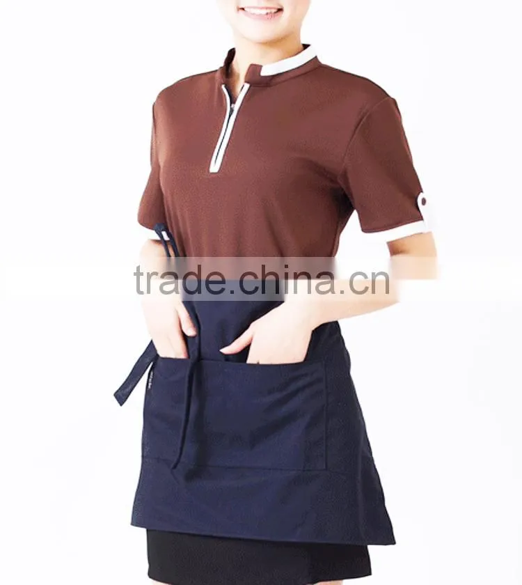 2016 new design OEM hotel restaurant unisex short sleeve staff uniform hot sale