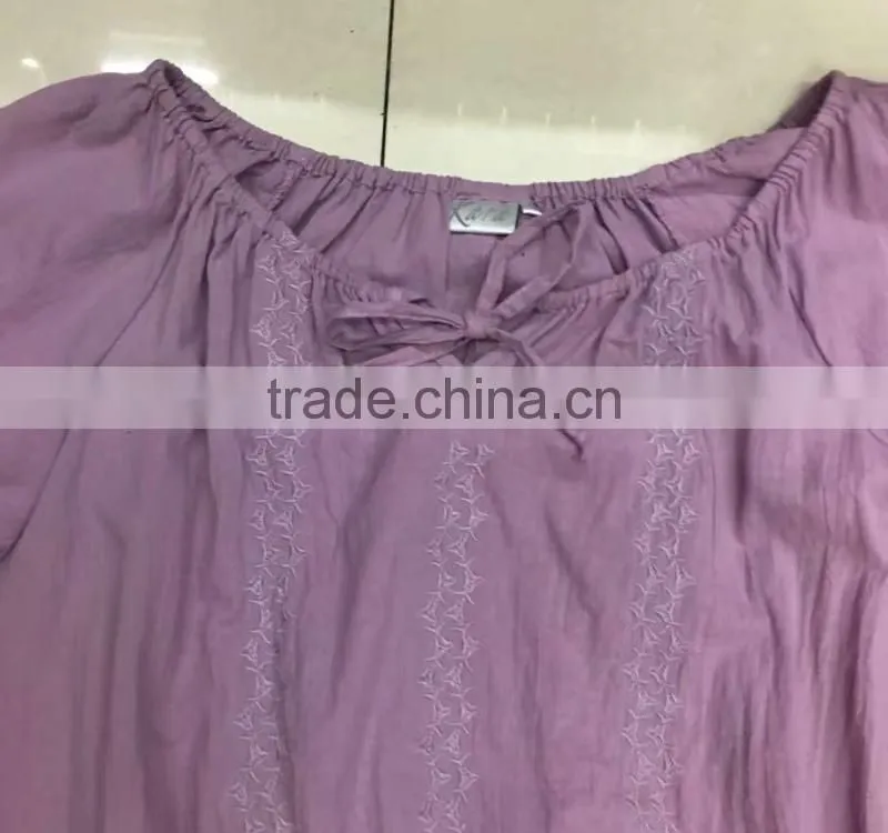 Women 100%cotton middle sleeve purple t-shirt garment stock lot