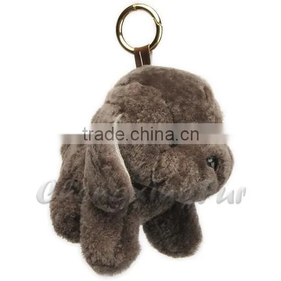 CX-R-53 Dog Shape Fashion Cheap Fancy Genuine Sheep Fur Tail Key Chain