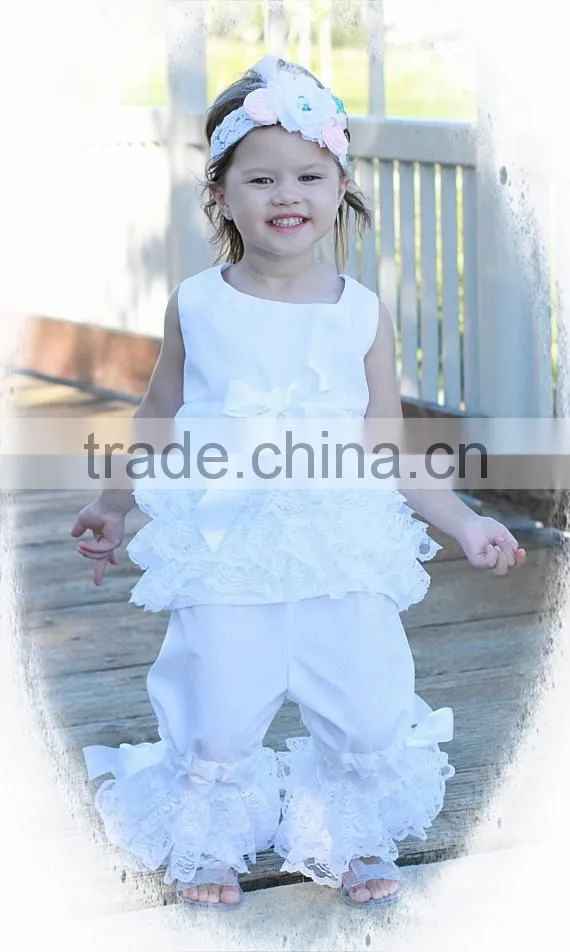 Wholesale ruffle pants girls smocked ruffle pants outfits children makeup sets