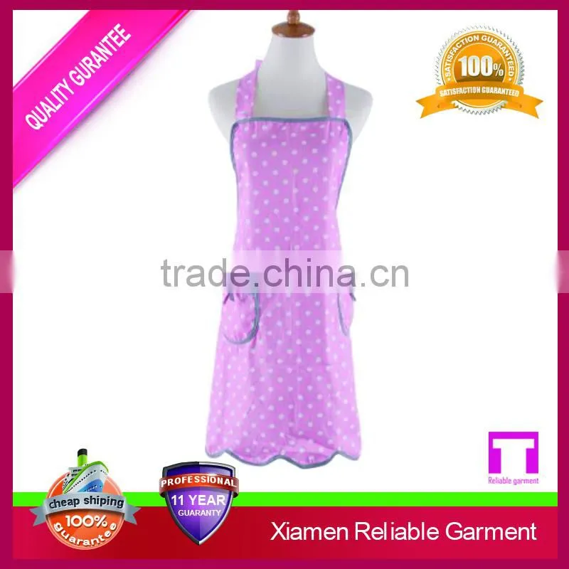 Hot sale new pink high qualityi white dot printing aprons for restaurants