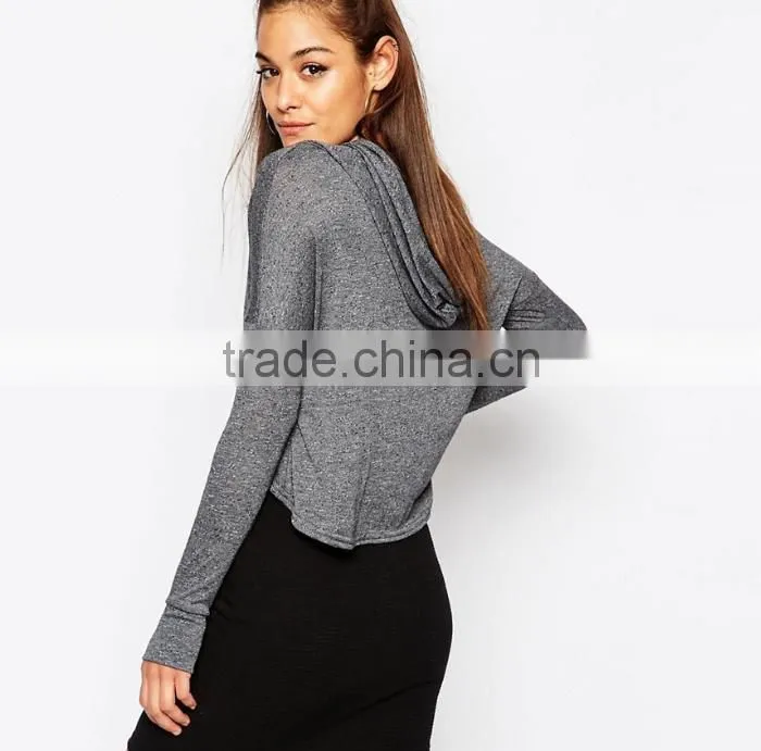 china promotional supreme quality custom cropped top hoodie with glove